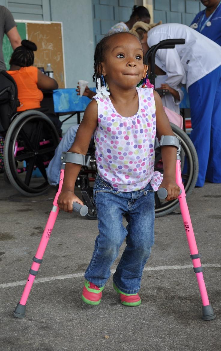 Young girl with crutches