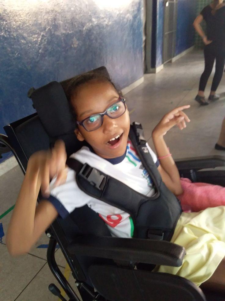 Child in specialized wheelchair